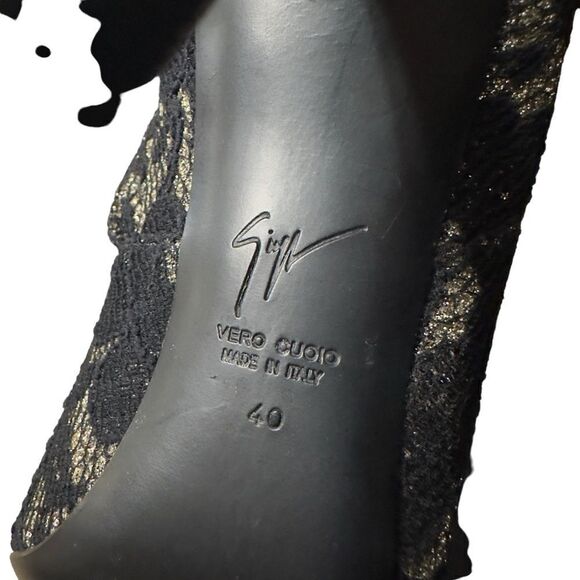 Giuseppe Zanotti Black Lace Pointy High Heel Boots Size 40 (US 10) - Picture 13 of 15